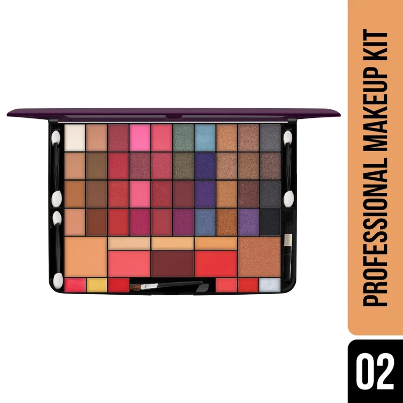 Hilary Rhoda Professional Makeup Kit | 40 Eyeshadows | Highlighter | Face Powder | 3 Contour & 3 Blushes | 6 Lip Glosses | Makeup Kit for Women | Highly Pigmented | 4 Brushes - 74g (Multicolor Shade-2) thumbnail 2